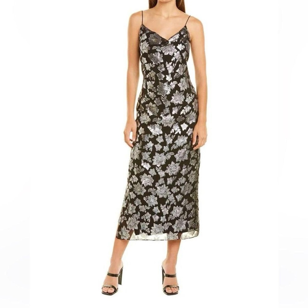 CLUB MONACO Metallic Jacquard Slip Dress